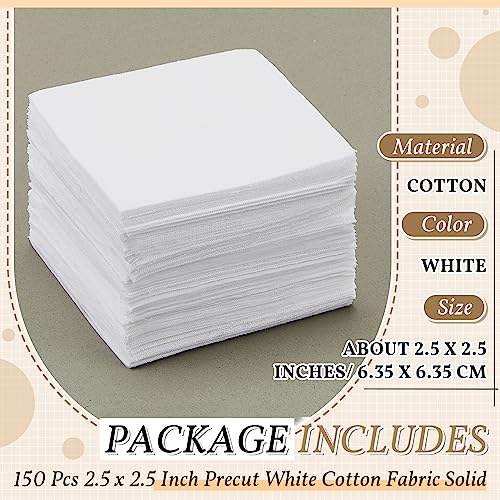 Peryiter 150 Pcs White Cotton Fabric Squares 2.5 x 2.5 Inch Precut Quilting - size: 2.5 x 2.5 Inch