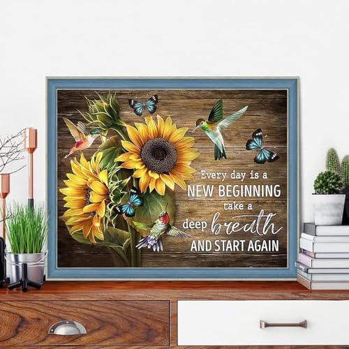 Stamped Cross Stitch Kits for Adults - Sunflower Inspirational Embroidery Kits for Beginners Adults,11 CT Patterns Dimensions Counted Cross Stitch Kits Arts Craft 12x16 inch - color: Sunflower Inspiration