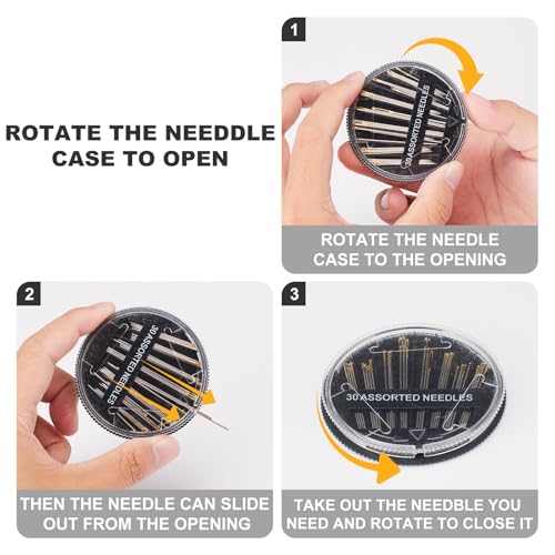TIPTAP 60PCS Sewing Needles with Assorted Sizes, Cross Stitch Hand Needle, Sewing Accessories for Embroidery, Crewel Work, Repair Projects, DIY and More
