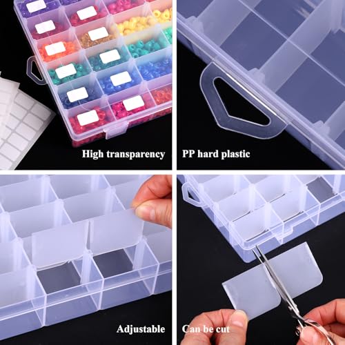 Bead Organizer Storage 4 Pack 36 Grid Jewelry Tackle Craft Box Adjustable - color: 4 Pack