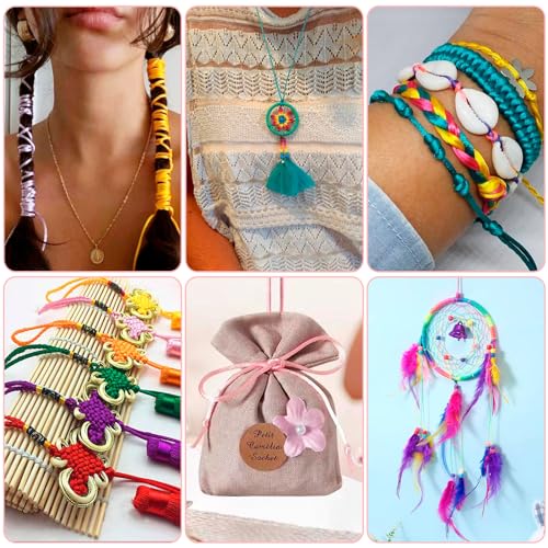 8 Rolls Satin Nylon Trim Cords 2mm Silk Cord Beading String 8 Colors Satin Rattail Cord Macrame Cords Bracelet String for Kumihimo Lanyards Jewelry Keychain Making - color: 8 Colors