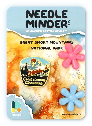 Awesome Pattern Studio Needle Minder Set - Great Smoky Mountains National Park Magnetic Needle Minder + 2 Needle Threaders. Enamel Pin for Cross Stitch, Embroidery and Craft - size: Great Smoky Mountains Classic Design - SET #1