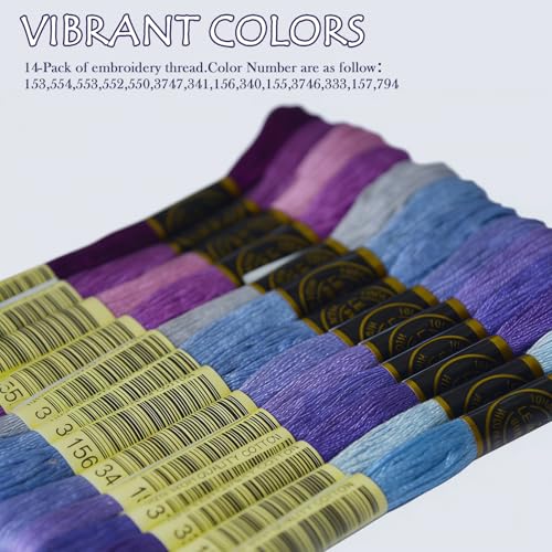 Premium Rainbow Color Embroidery Floss - Cross Stitch Threads - Friendship Bracelets Floss - Crafts Floss - 14 Skeins Per Pack Embroidery Floss, Dark Delft Blue Gradient - color: Drk DelftBlue Gradient