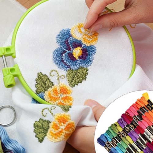 18 Skeins 157.5 Yards Colorful Cross Stitch Floss for Sewing DIY - color: Vibrant Colors