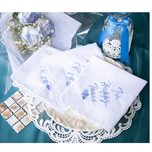 6 Pack of Ladies Embroidery Cotton Handkerchiefs Lace Wedding Hankies - color: Zww-w02