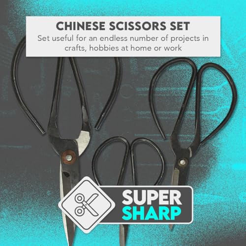SE Chinese Scissors with Super Sharp Edges Suitable for Embroidery, sewing, Craft, Art Work, and Everyday Usage (8-6-4-Inch Bundle) - size: 8-6-4-Inch Bundle