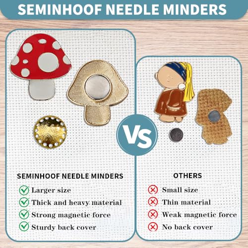 Magnetic Needle Minder Magnet Embroidery Accessories and Supplies Embroidery Needle Holder Cross Stitch Holder Needlework Supplies (Cardinal) (Mushroom) - size: Mushroom