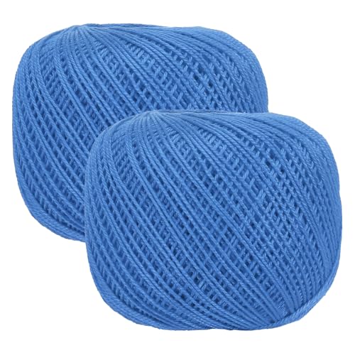 MECCANIXITY Crochet Thread Pearl Cotton Size 3 Dark Blue 2 Rolls 164 Yards for Crocheting Tatting Knitting Embroidery Sewing - color: Dark Blue