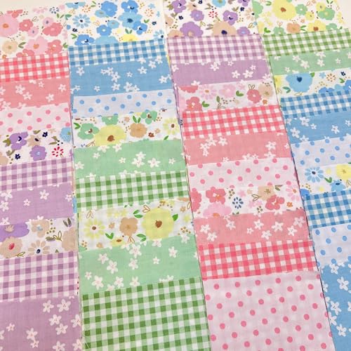 Cotton Fabric DIY Making Supplies Quilting Patchwork Fabric Fat Quarter Bundles DIY for Quilting Cotton Patchwork Cushions (42pcs pinkgreen, 9.8" x 9.8") - color: 42pcs Pinkgreen, size: 9.8" x 9.8"