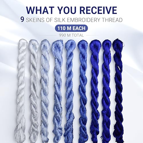 Natural 100% Silk Thread, Handmade Embroidery Thread Silk Floss 9 Colors 110m Each (81) - color: 81
