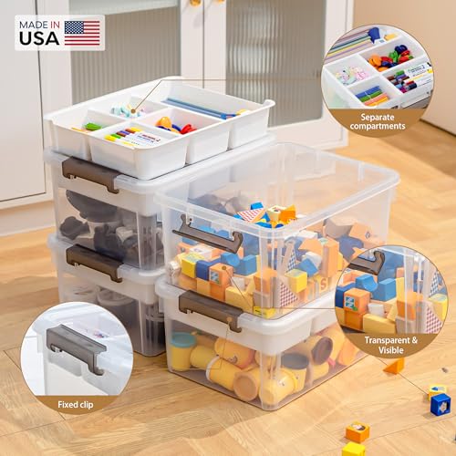 Citylife 17QT 2Packs Clear Craft Organizers and Storage Box with Tray - size: 17 Qt- 2 Pack