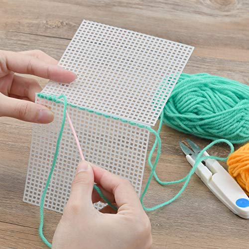 BUYGOO 39Pcs Mesh Plastic Canvas Sheets Kit Including 15 Pieces Clear Plastic Canvas, 12 Color Acrylic Yarn and Embroidery Tools for Embroidery Plastics Canvas Craft