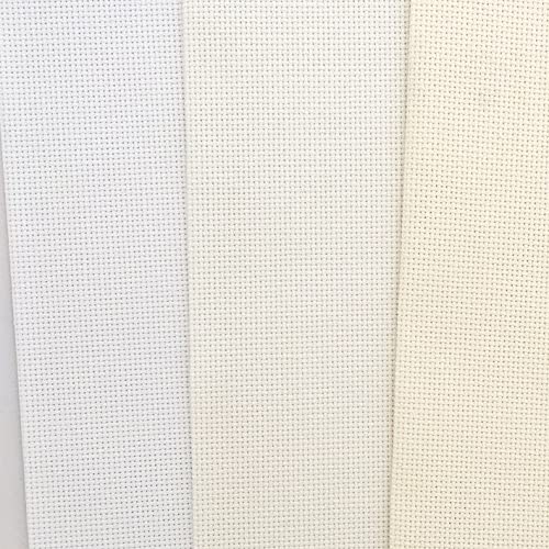 KCS 3 pc of 12" x 18" 18CT Counted Cotton Aida Cloth Cross Stitch Fabric (White+Antique White+Cream) - color: White+antique White+cream