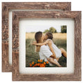 7x7 Picture Frames Set of 2, Square Rustic Wood Grain Photo Frame for Tabletop or Wall Mounting Display - size: 7X7(2pcs)