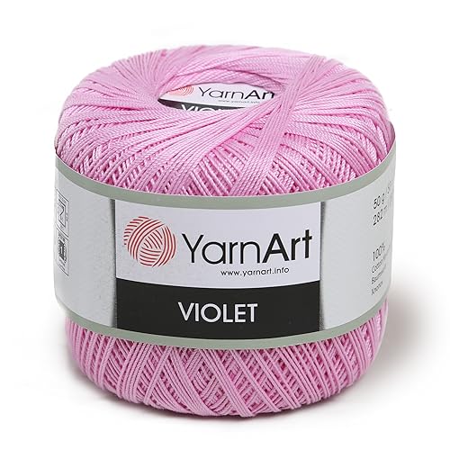 Yarn Art 1 Skein YarnArt Violet,100 Mercerized Cotton Yarn Threads Crochet Lace Hand Knitting Yarn Embroidery Arts Crafts (Pink 319) - color: 319