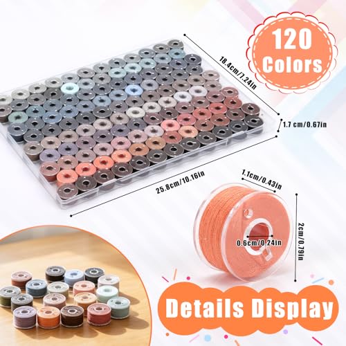 120 Pcs Pre-Wound Bobbins Sewing Thread 120 Colors (Morandi) - color: Morandi