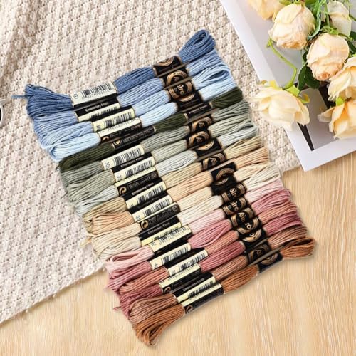 18 Skeins 157.5 Yards Variegated Cross Stitch Floss Colorful Friendship Bracelet String Gradient 6 Ply Polyester Embroidery Threads Bulk for Sewing Making Jewelry Needlecraft Knitting DIY - color: Brown