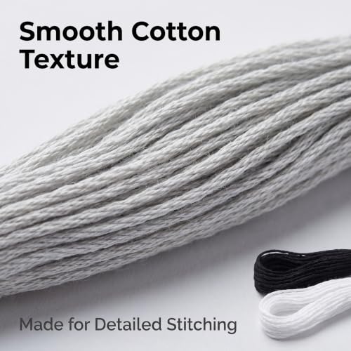 8Pcs 7.5m Multicolor Cotton Stitch Embroidery Thread Floss DIY Friendship Bracelets Floss Craft Sewing Skeins Grey Black White Fashion Embroidery Floss for Arts, Crafts and Sewing