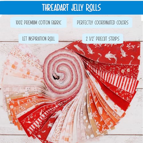 Threadart Sunrise Prints Jelly Roll - 40 Precut 2.5" Cotton Strips - color: Sunrise Prints