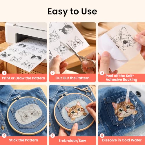 Poolin Printable Water Soluble Stabilizer for Embroidery, 8.5 x 11 Inch - size: 15pcs 8.5”x11”