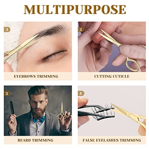 Mudder 5 Pcs Small Facial Hair Scissors Straight Tip Grooming,Gold - color: Gold