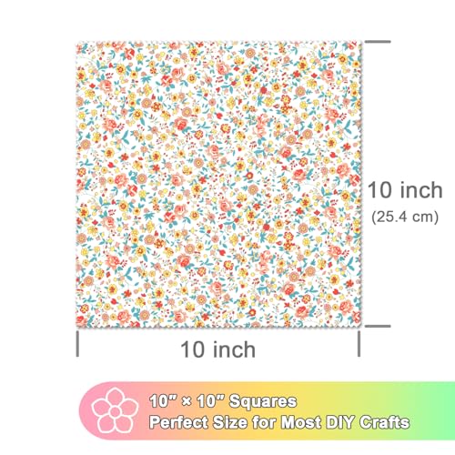 Pre-Cut Cotton Fabric Squares (42pcs 10'' Floral) - color: 42pcs 10'' Floral