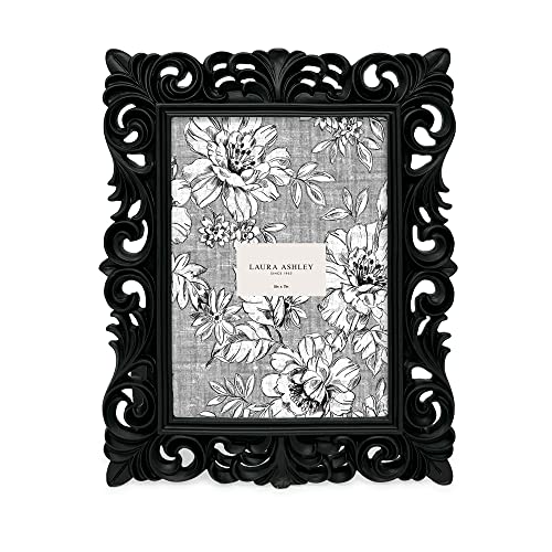 Laura Ashley 5x7 Black Vintage Inspired Resin Scroll Design Picture Frame - color: Black, size: 5x7