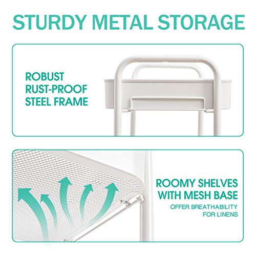 TOOLF 3 Tier Metal Rolling Cart, Utility Storage Cart with Wheels, White - color: White, size: 3-Tier