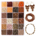 24 Grid Brown Glass Seed Bugle Tube Beads Kit for Jewelry Making DIY Craft - color: Brown, size: 24 Grid