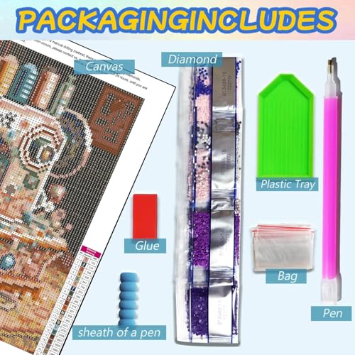 Dugsmgd Diamond Art Kits for Adults, Diamond Painting Kits 14x14 in - color: Sewing Machine