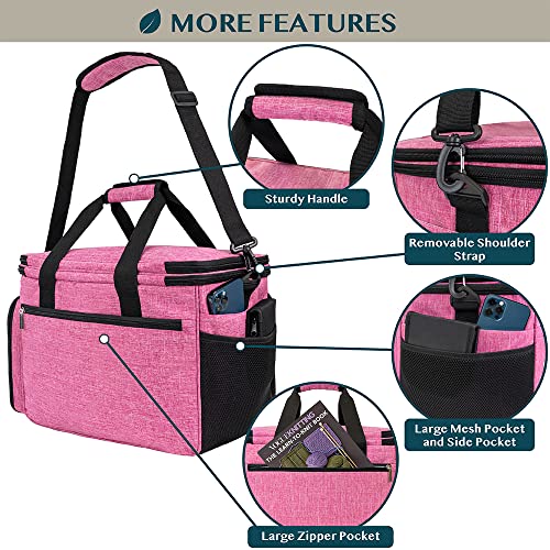 PAVILIA Large Knitting Yarn Storage Bag Crochet Organizer for Knitter, Pink - color: Heather Pink