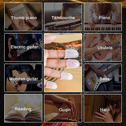 AUGSUN Guitar Fingertip Protectors, 40 Pcs Silicone Guitar Finger Guards - color: Transparent