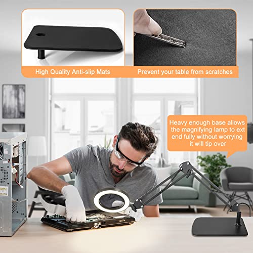 Magnifying Glass with Light and Base Clamp,Glass Lens Magnifier