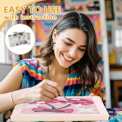 DOODLREAM Cherry Disco Ball DIY Punch Needle Embroidery Kit for Beginner - color: Cherry Disco Ball