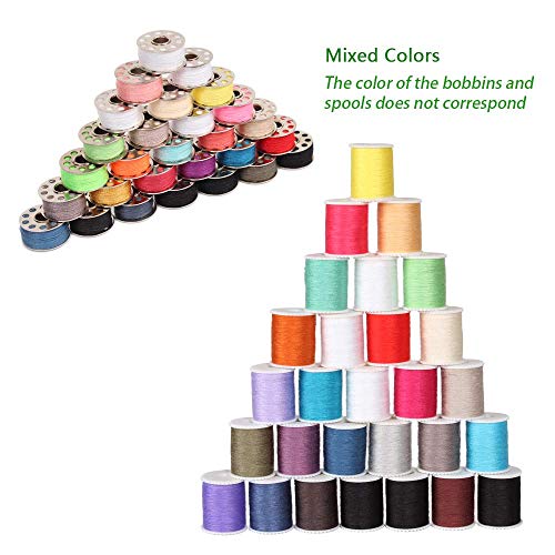 NEX 60 Pcs Sewing Thread Kit, Polyester Mini Bobbins and Thread Spools