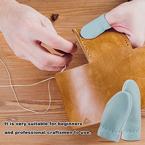 Mayboos 4 Pairs Leather Finger Protector Leather Thimble - size: 4 Pairs