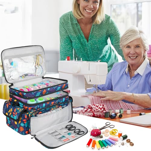 LEFOR·Z Large Sewing Supplies Organizer Bag(13 x 8 x 9 in),Sewing Basket - color: Print Color