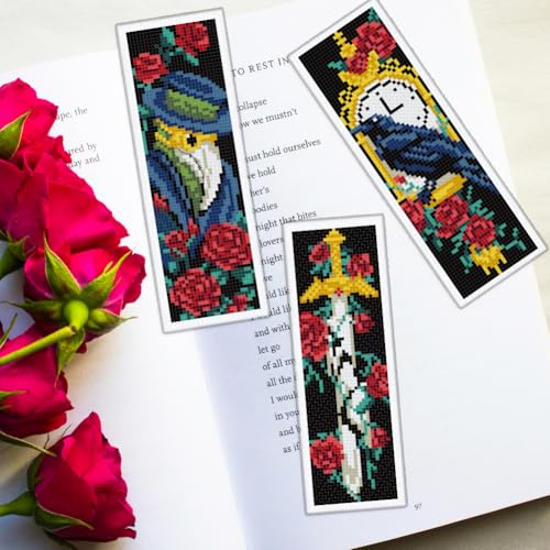 ORIGACH 6 Set Gothic Patterns Cross Stitch Bookmark Kit for Beginner - style: Gothic Patterns
