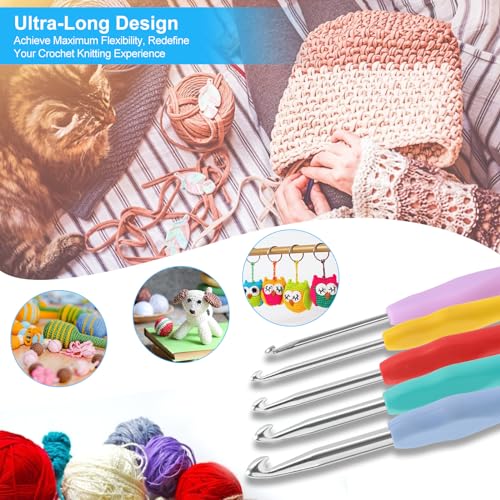 Vodiye 21 Sizes Ergonomic Crochet Hooks Set with Case, 0.5-10.0mm - size: 21 Size(0.5-10.0mm)