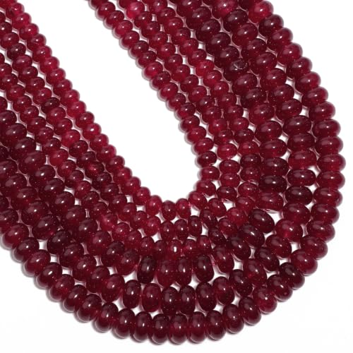 5x8mm 100Pcs Natural Smooth Red Chalcedony Rondelle Beads for Jewelry Making Loose Spacer Abacus Disk Beads Gemstone for Bracelets Necklace DIY Crafts - color: Smooth Red Chalcedony