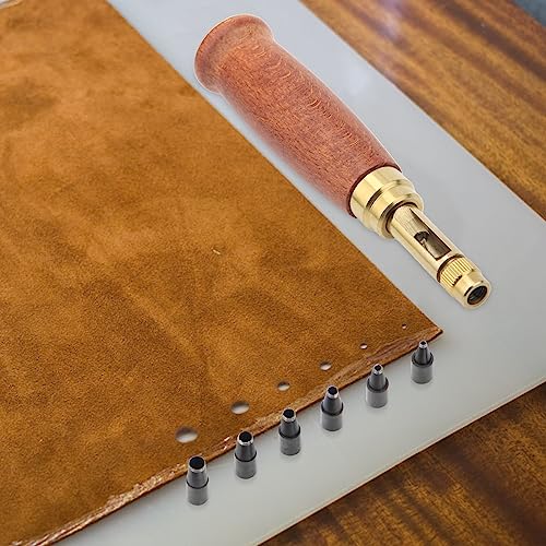 Japanese Screw Punch, Boyistar Wood Handle Belt Hole Puncher - color: Brown