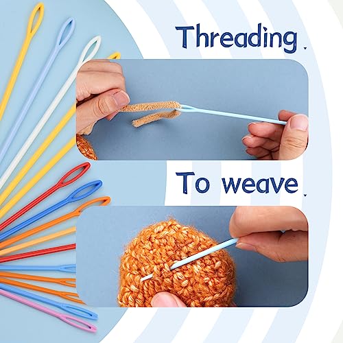 SHWAKK 48Pcs Plastic Large Eye Sewing Needles,Yarn Needles for Crocheting