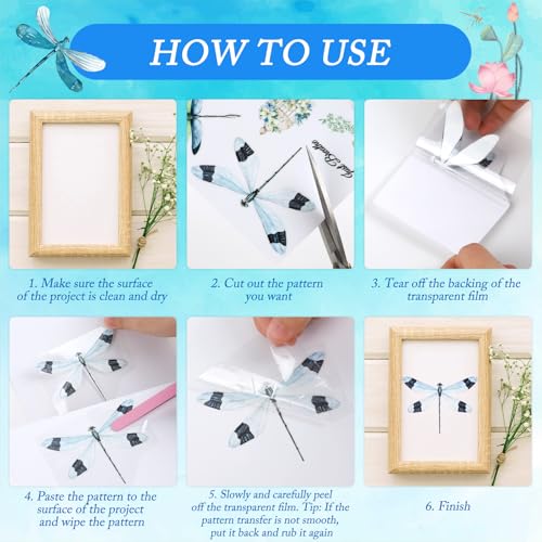 Wxiben 12 Pcs Dragonfly Rub on Transfers for Crafts and Furniture - style: Dragonfly
