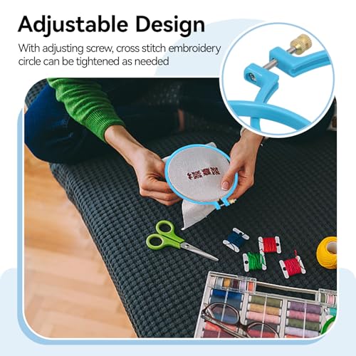 Embroidery Hoop Plastic, 5in Plastic Circle Cross Stitch Hoop Ring Circle Embroidery Ring Cross Stitch Supplies for Art Craft Sewing, Random Color