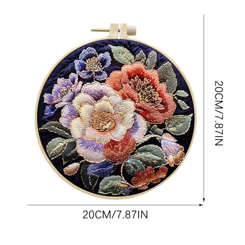 ARTopet Embroidery Kit for Beginners Cross Stitch Kits Needlepoint Set Colorful Flowers Patterns Embroidery Thread Kit for Craft Lover Hand Stitch with Hoop Threads Fabric-Flowers04 - color: Flowers04