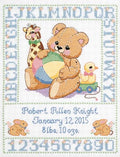 Janlynn C5589 Bear Birth Sampler Stamped Cross Stitch Kit-11"X14", Multicolored