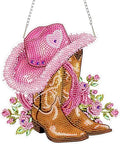 ZeeLionArt Hanging Diamonds Art kit for Adult,Pink Boots Pendant Diamonds Painting Art Kit,7.6x7.6inch Acrylic Diamonds Painting Board Kit Ornament, Special Crystal Diamond Hanging Ornament - color: DP02628