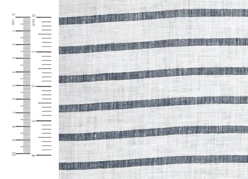 100% Linen Fabric – Lightweight Prewashed – Horizontal Stripe Patterns – Precut Style – Soft & Breathable – 52” Width – by The Linen Lab (Navy 4597, 3 Yard pre Cut) - color: Navy 4597, size: 3 yard pre cut