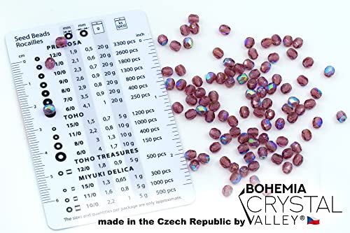 100pcs of Faceted Fire Polished Pressed Czech Glass Beads 4mm (0.16in), Amethyst AB Violet Purple 20060-28701 BCV - color: Amethyst AB Violet Purple