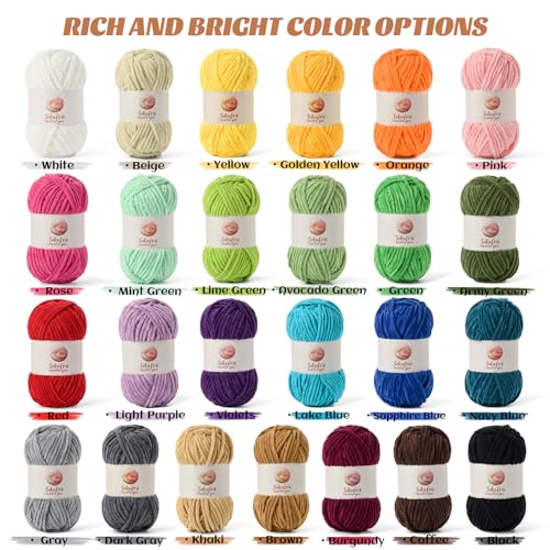 Chenille Blanket Yarn for Crocheting Size 5 Bulky Yarn 3 Pink - color: 3 Pink